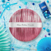 ピンクかわいらしグラムティンセルストライプズ ペーパープレート (パーティー)