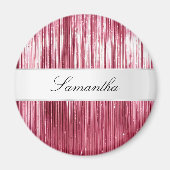 ピンクかわいらしグラムティンセルストライプズ マグネット (正面)