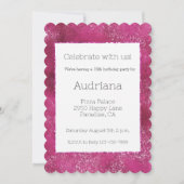 ピンクかわいらしグリジーグリッタースパークル16誕生日 招待状 (正面)