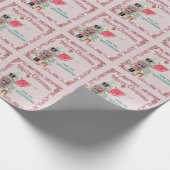 ピンクかわいらしグリッターくるみ割りクリスマスクリスマス ラッピングペーパー (角)