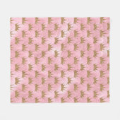 ピンクかわいらしグリッターと金ゴールドプリンセスクラウン フリースブランケット (正面(横))