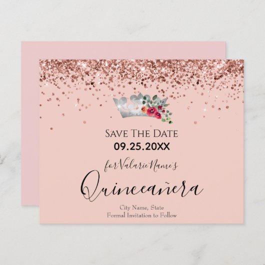 ピンクかわいらしグリッターキンセアニェラ日付を保存 (正面/裏面)