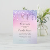 ピンクかわいらしグリッターグラディエントキンセニェラ誕生日 招待状 (スタンド正面)