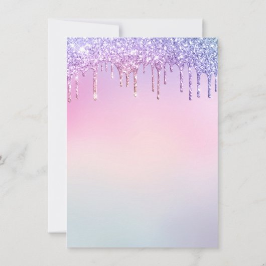 ピンクかわいらしグリッターグラディエントキンセニェラ誕生日 招待状 (裏面)