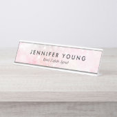 ピンクかわいらしグリッターグラマガーリーラス デスクネームプレート (正面)