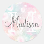 ピンクかわいらしグリッターグラマガーリーラス ラウンドシール (正面)