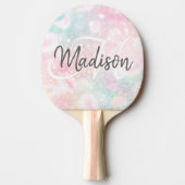 ピンクかわいらしグリッターグラマガーリーラス 卓球ラケット (正面)