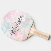 ピンクかわいらしグリッターグラマガーリーラス 卓球ラケット (横)