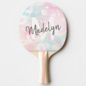 ピンクかわいらしグリッターグラマガーリーラス 卓球ラケット (正面)