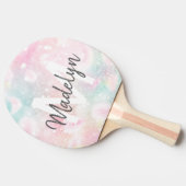 ピンクかわいらしグリッターグラマガーリーラス 卓球ラケット (横)