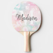 ピンクかわいらしグリッターグラマガーリーラス 卓球ラケット (正面)