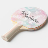 ピンクかわいらしグリッターグラマガーリーラス 卓球ラケット (正面アングル)