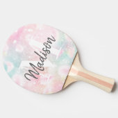 ピンクかわいらしグリッターグラマガーリーラス 卓球ラケット (横)