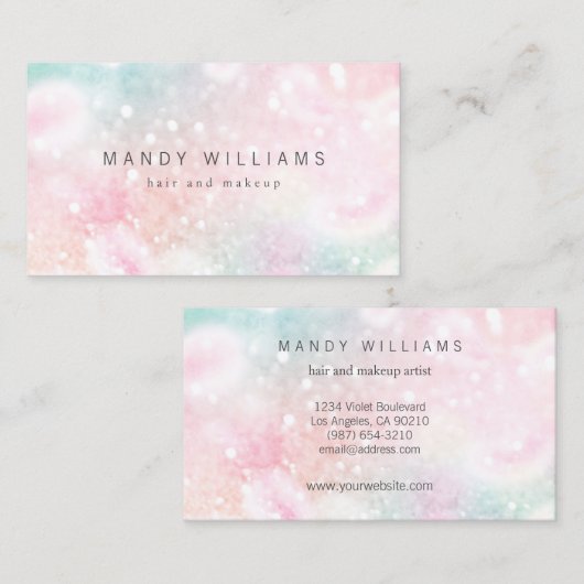 ピンクかわいらしグリッターグラマガーリーラス 名刺 (正面/裏面)