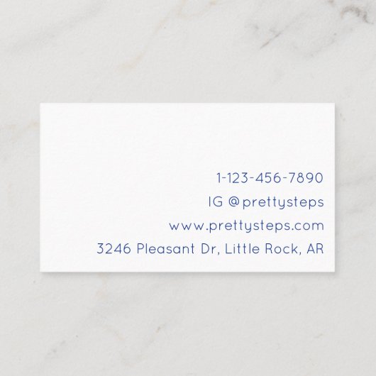 ピンクかわいらしグリッターグラムダンススタジオモダン 名刺 (裏面)