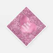 ピンクかわいらしグリッターグラムハート誕生日 スタンダードランチョンナプキン (角)