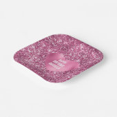 ピンクかわいらしグリッターグラムハート誕生日 ペーパープレート (傾斜あり)