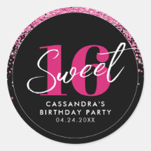 ピンクかわいらしグリッターグラムSweet sixteen