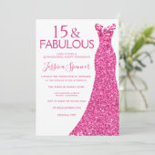 ピンクかわいらしグリッタードレスキンセアニェラパーティー 招待状 (スタンド正面)