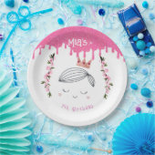 ピンクかわいらしグリッタープリンセスガールズ誕生日 ペーパープレート (パーティー)