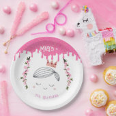 ピンクかわいらしグリッタープリンセスガールズ誕生日 ペーパープレート (パーティー)