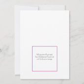 ピンクかわいらしグリッタープリンセスガールズ誕生日 招待状 (裏面)