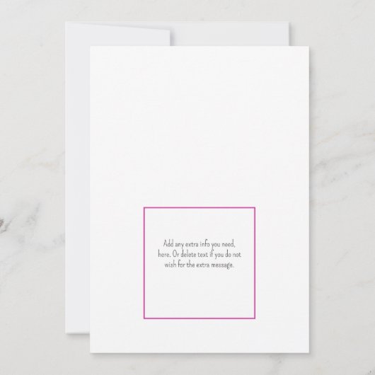 ピンクかわいらしグリッタープリンセスガールズ誕生日 招待状 (裏面)