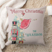 ピンクかわいらしグリッター&ティール(緑がかった色)くるみ割りクリスマスクリスマス クッション (ブランケット)