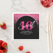 ピンクかわいらしグリッターSweet sixteen誕生会 スタンダードカクテルナプキン (インサイチュ)