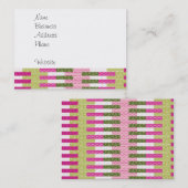 ピンクかわいらしグリーンのパッチワークキルトデザイン贈答品 名刺 (正面/裏面)