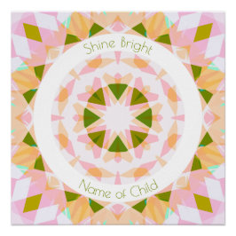 ピンクかわいらしグリーンシャインブライトスターベビー子供部屋 ポスター