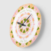 ピンクかわいらしグリーントゥインクルリトルスターベビー子供部屋 ラージ壁時計 (傾斜)