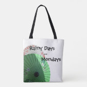 ピンクかわいらしグリーンパステルパラソル引用文付き トートバッグ (裏面)