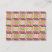 ピンクかわいらしグリーンパッチワーク正方形キルトパターン 名刺 (裏面)