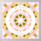 ピンクかわいらしグリーンパーアスペルアスペラアドアストラやる気を起こさせる ポスター (正面)