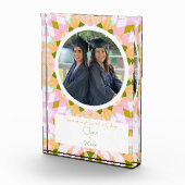 ピンクかわいらしグリーン卒業写真記念ギフト フォトブロック (右)