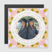 ピンクかわいらしグリーン卒業記念フォトギフト (正面/裏面)