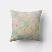 ピンクかわいらしグリーン抽象芸術フローラ水色 クッション (裏面)
