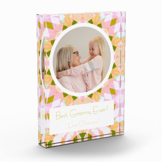 ピンクかわいらしグリーン祖父母デー最高のグラニー フォトブロック (左)