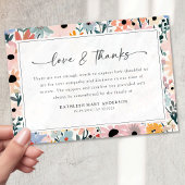 ピンクかわいらしグレイフローラ悔やみや弔慰葬儀 サンキューカード