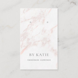 ピンクかわいらしグレイ大理石イヤリングディスプレイカード 名刺