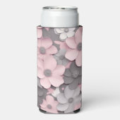 ピンクかわいらしグレイ3Dポピー花嫁の母 スリム缶クーラー (Seltzer裏面)