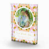 ピンクかわいらしグ結婚・グリーンの結婚写真ギフト フォトブロック (右)