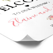 ピンクかわいらしサーモンフローラ歓迎結婚ズ ポスター (角)