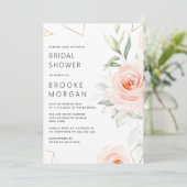 ピンクかわいらしシェード赤面幾何学的ブライダルシャワー 招待状 (スタンド正面)