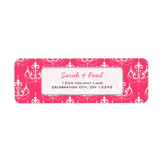 ピンクかわいらしシャンデリア差出人住所ラベル ラベル (正面)