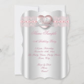 ピンクかわいらしシルバーハートダイアモンドティアラAnyパーティー 招待状 (裏面)