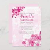 ピンクかわいらしスイート16バースデーパーティ招待状 招待状 (正面/裏面)