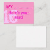 ピンクかわいらしスウィート16パーティープレイスカード プレイスカード (正面/裏面)