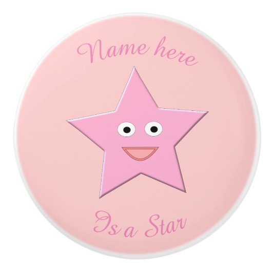 ピンクかわいらしスターカスタムセラミックノブ セラミックノブ (正面)